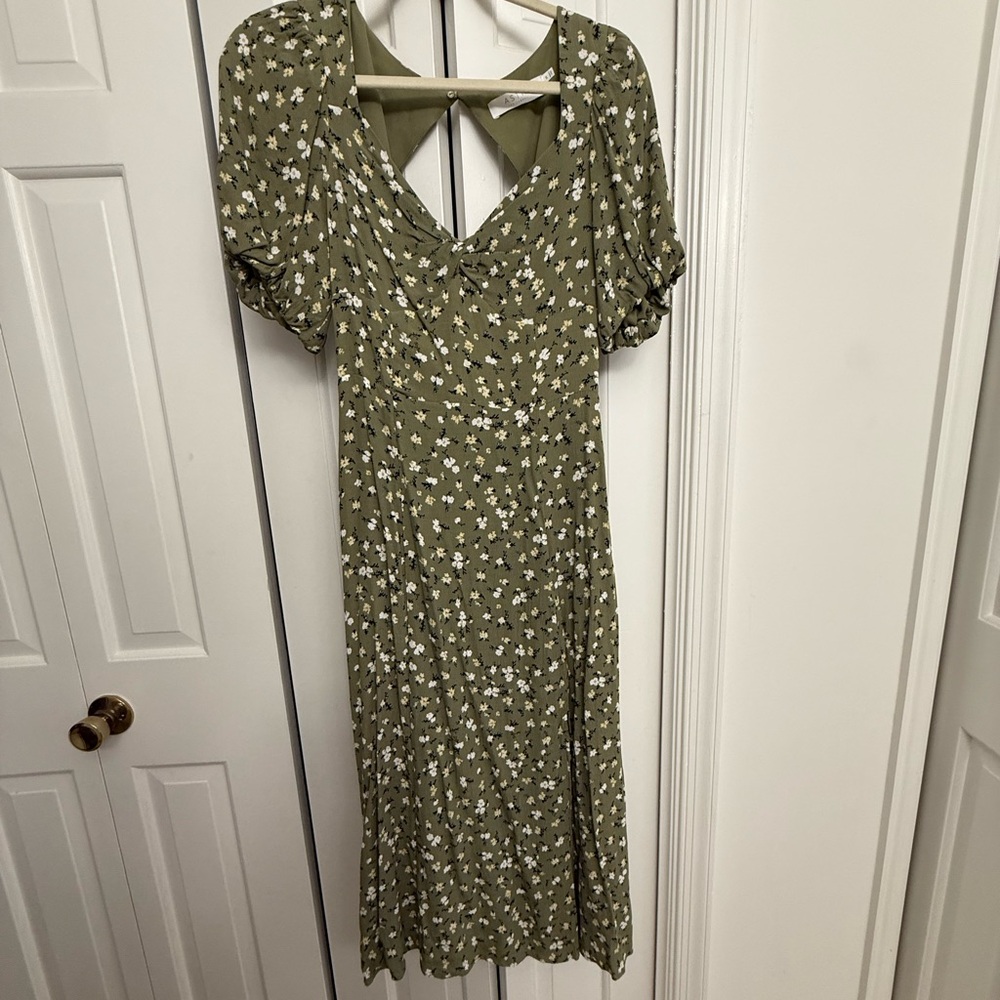 Floral Green Midi Dress